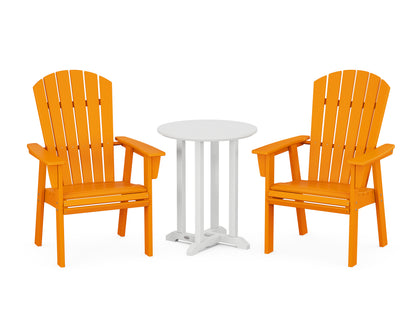 POLYWOOD® Nautical Adirondack 3-Piece Round Bistro Dining Set in Tangerine / White