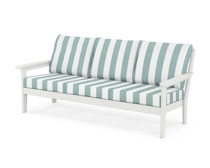 Country Living Cottage Deep Seating Sofa in White / Cabana Stripe Glacier Spa