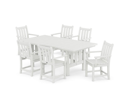 POLYWOOD® Traditional Garden Arm Chair 7-Piece Mission Dining Set in White