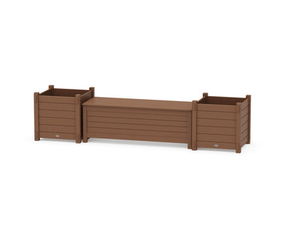 POLYWOOD® 48" Nautical Straight Planter Storage Bench Set- Large in Teak