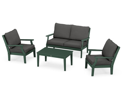 POLYWOOD® Braxton 4-Piece Deep Seating Chair Set in Green / Spectrum Carbon