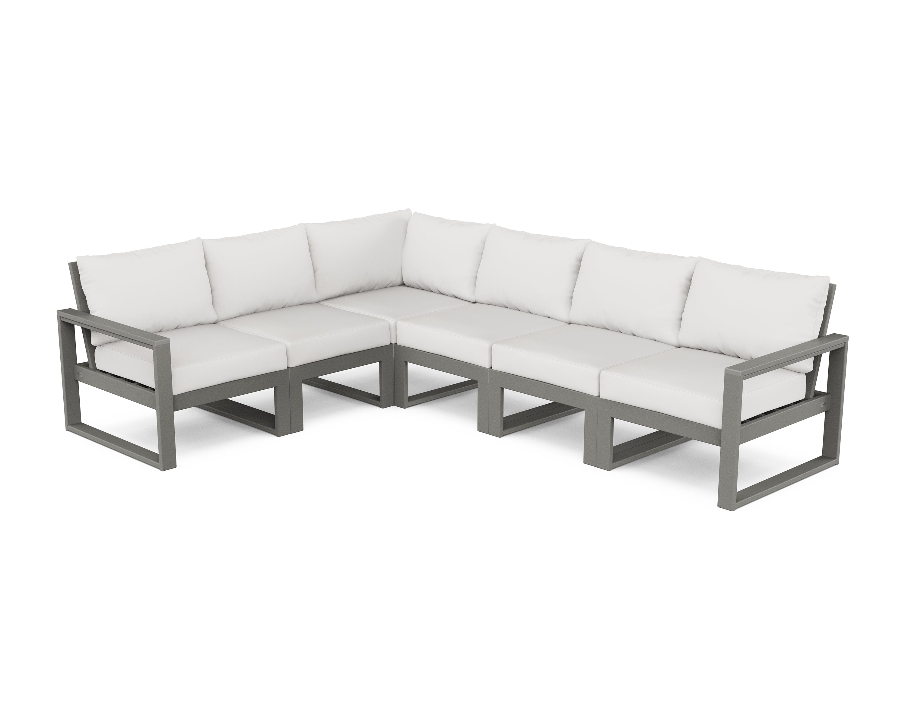 POLYWOOD® EDGE 6-Piece Modular Deep Seating Set in Slate Grey / Natural Linen
