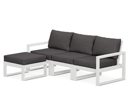 POLYWOOD® EDGE 4-Piece Modular Deep Seating Set with Ottoman in White / Ash Charcoal