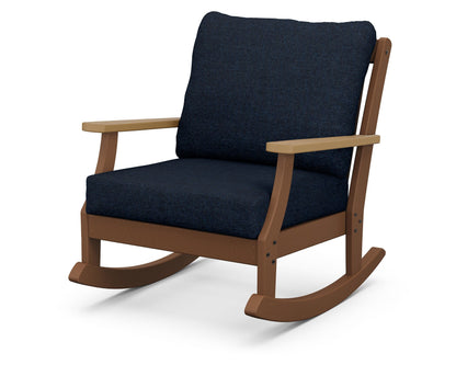 POLYWOOD® Braxton Deep Seating Rocking Chair in Teak / Natural / Marine Indigo
