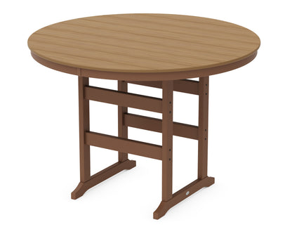POLYWOOD® 60" Round Farmhouse Bar Table in Teak / Natural