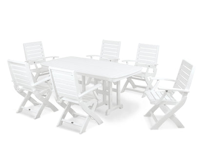 POLYWOOD® Signature Folding Chair 7-Piece Dining Set in White