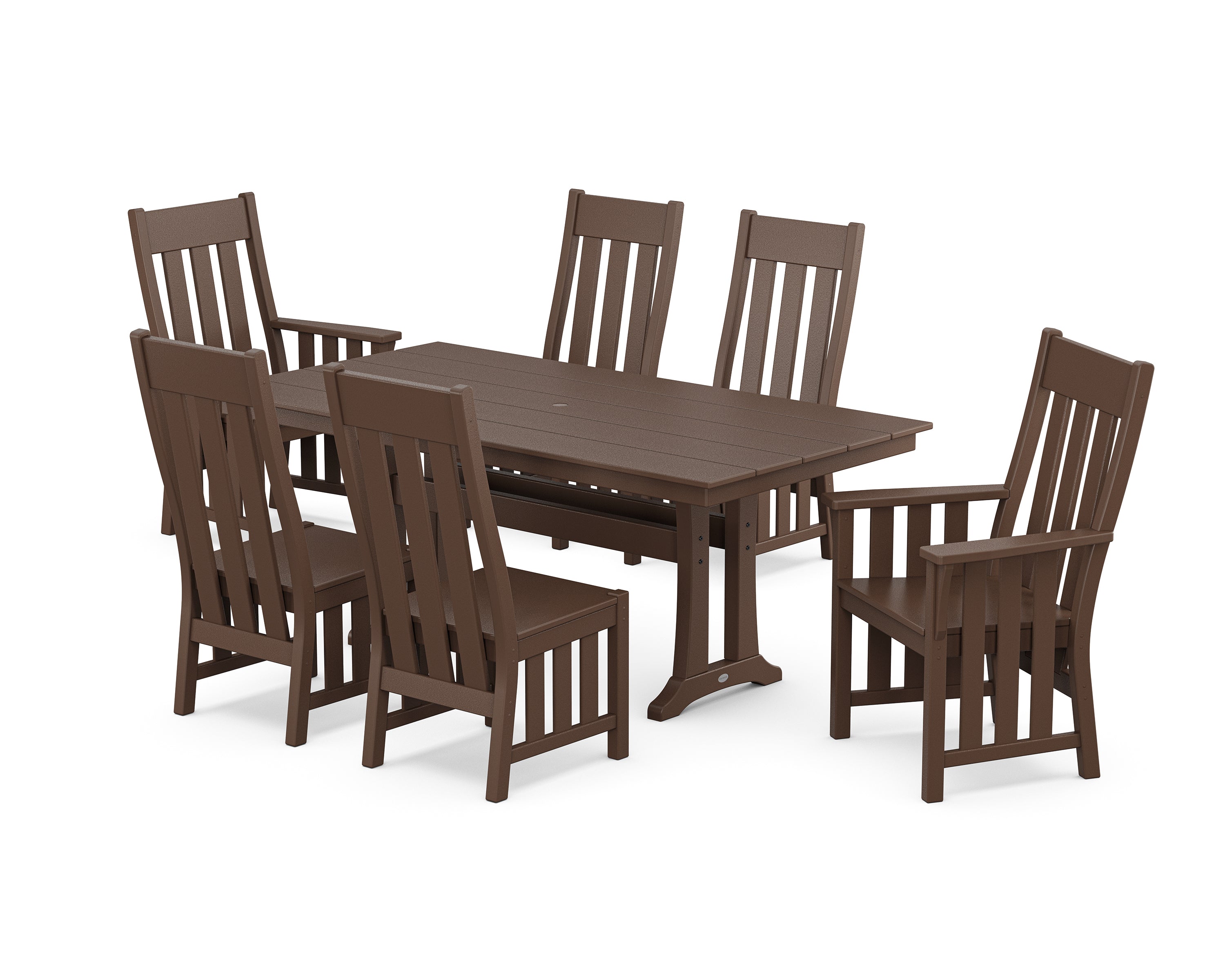 Martha Stewart by POLYWOOD® Acadia 7-Piece Farmhouse Dining Set with Trestle Legs in Mahogany