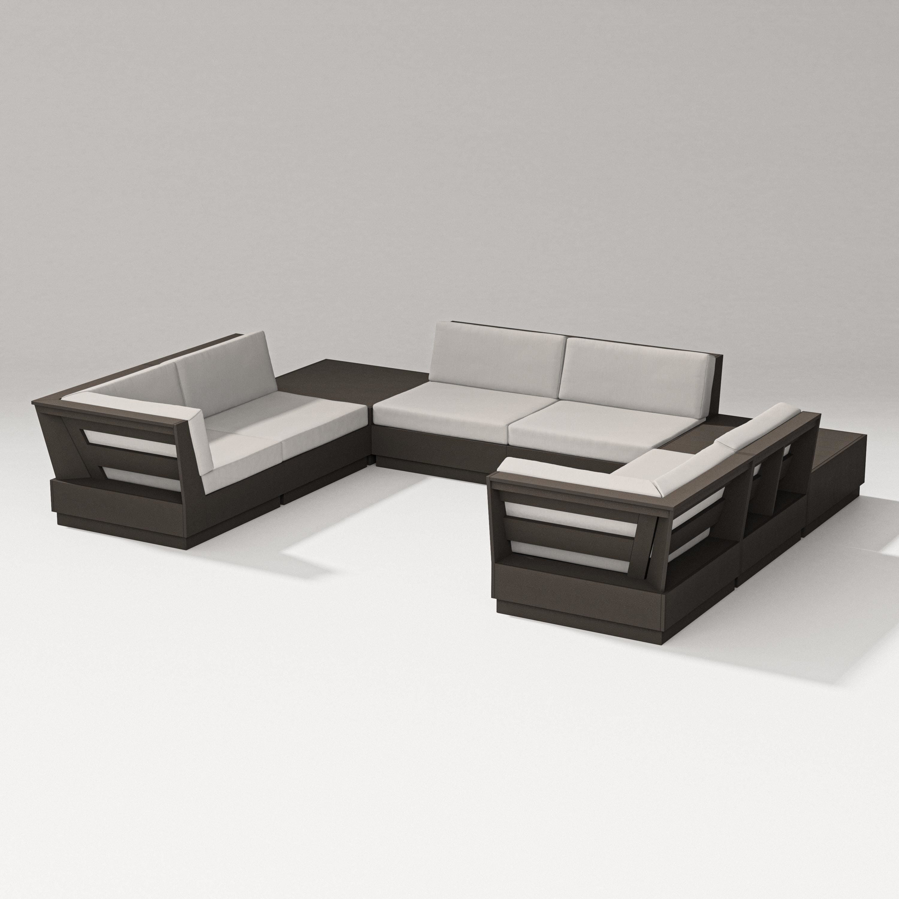 PW Designer Series Elevate 8-Piece U-Shaped Sectional in Vintage Coffee / Cast Ash
