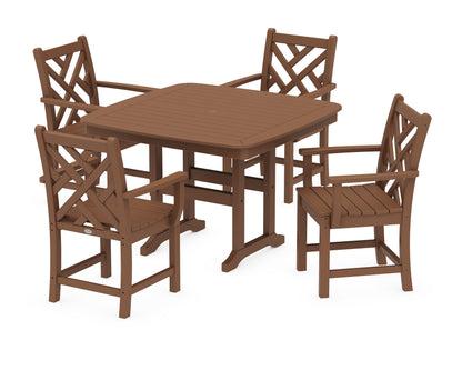 POLYWOOD® Chippendale 5-Piece Dining Set with Trestle Legs in Teak