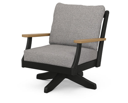 POLYWOOD® Braxton Deep Seating Swivel Chair in Black / Natural / Grey Mist