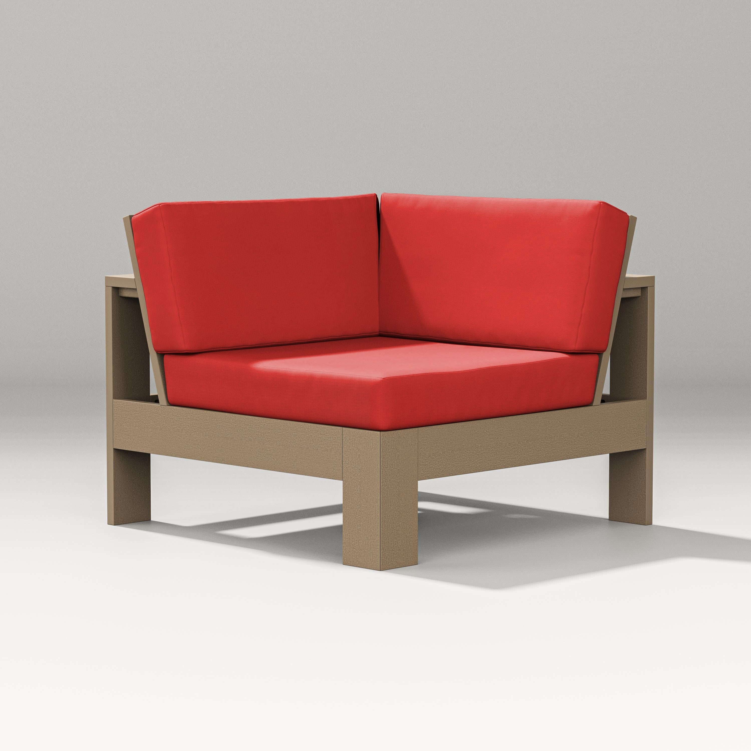 PW Designer Series Latitude Modular Corner Chair in Vintage Sahara / Crimson Linen