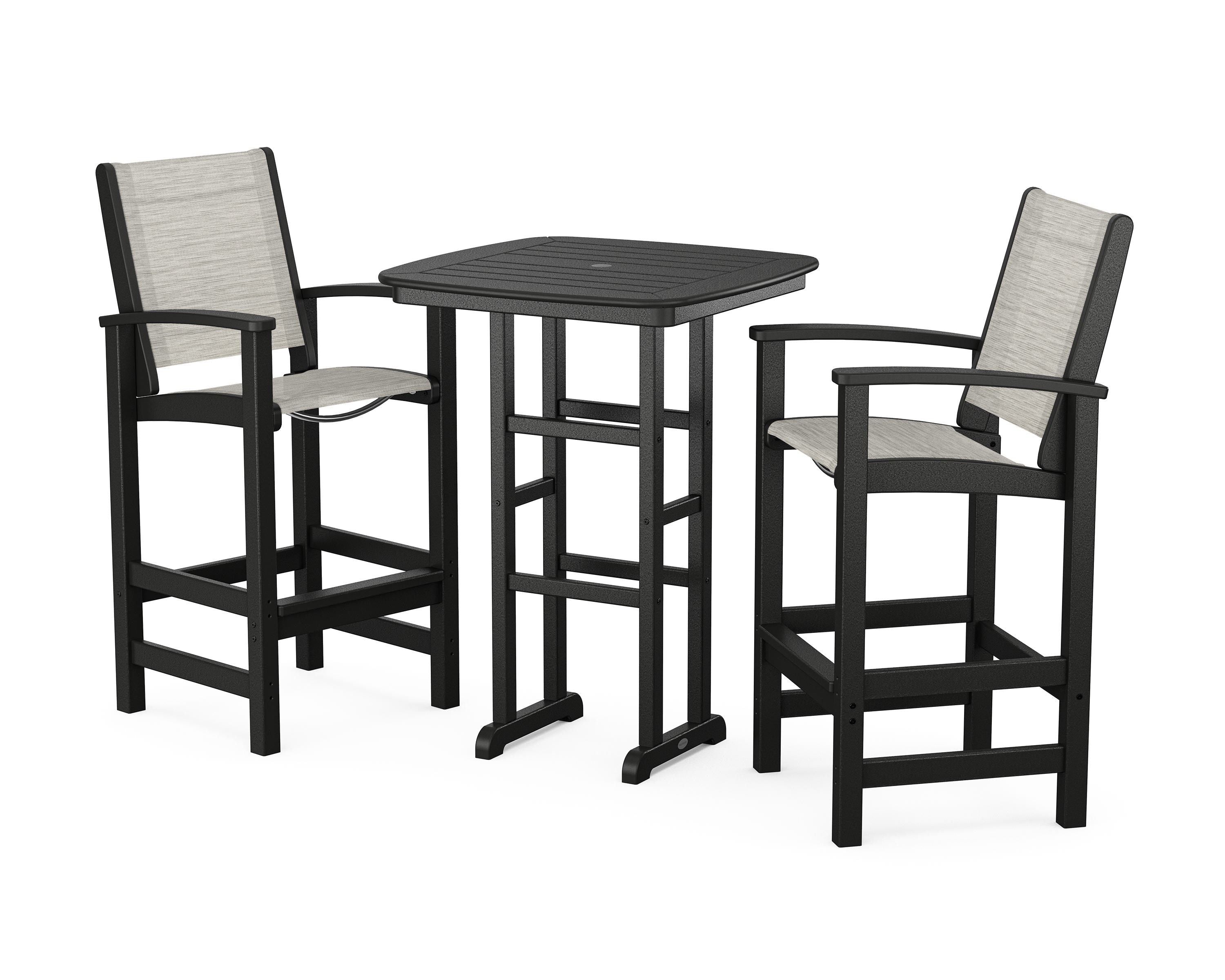 POLYWOOD® Coastal 3-Piece Bar Set in Black / Birch Sling