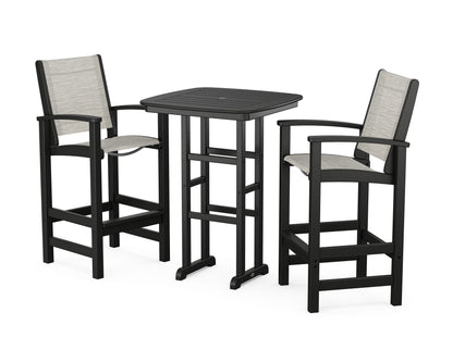 POLYWOOD® Coastal 3-Piece Bar Set in Black / Birch Sling