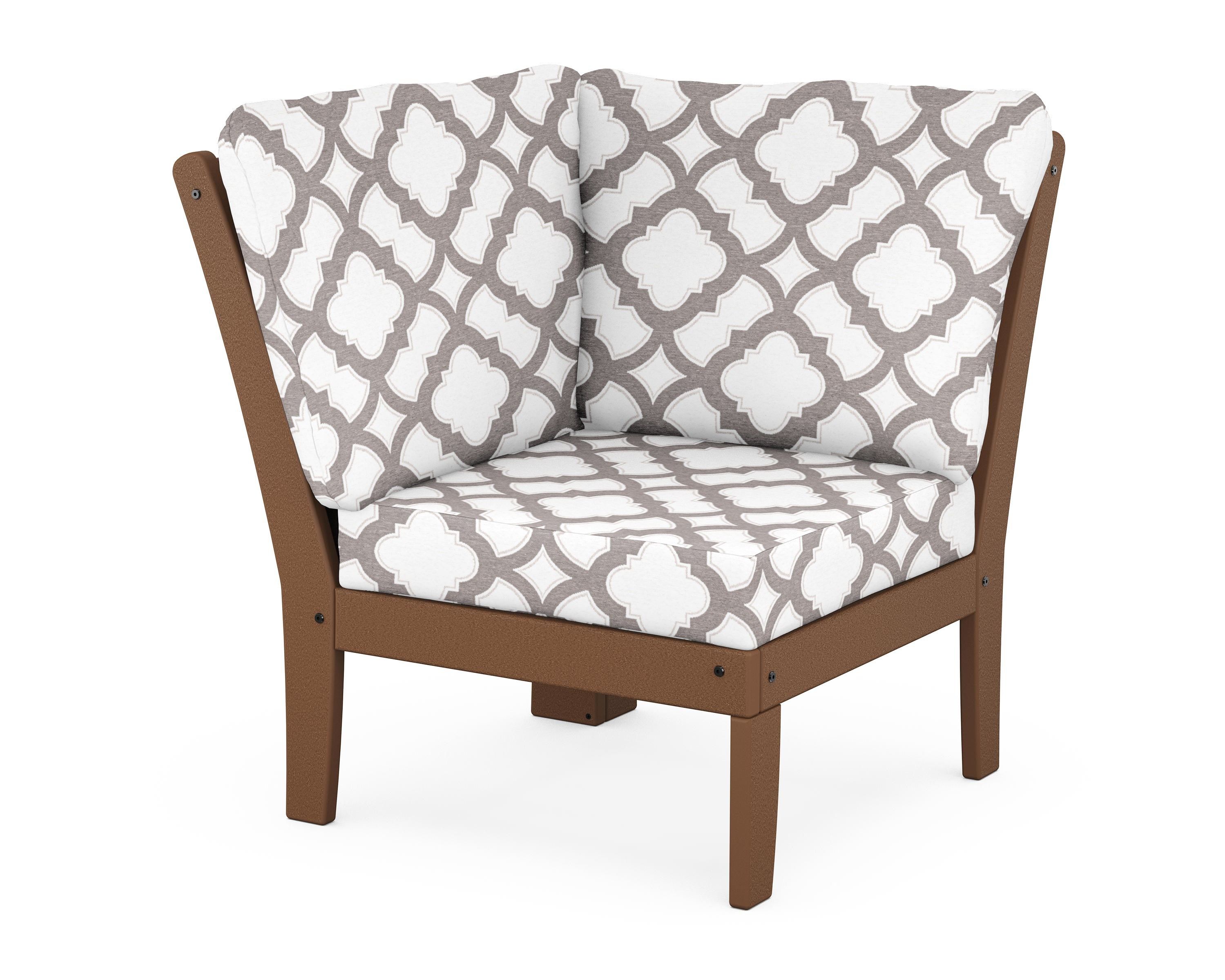 POLYWOOD® Braxton Modular Corner Chair in Teak / Trellis Grey Mist