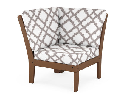 POLYWOOD® Braxton Modular Corner Chair in Teak / Trellis Grey Mist