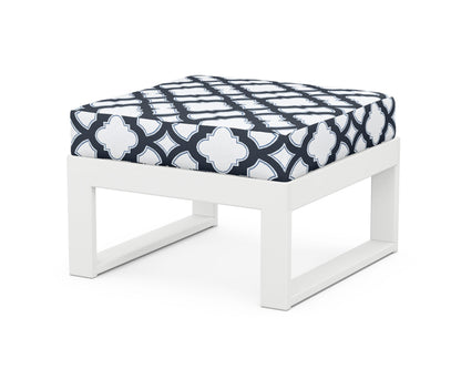 Unbranded Modular Ottoman - Modern in White / Trellis Marine Indigo