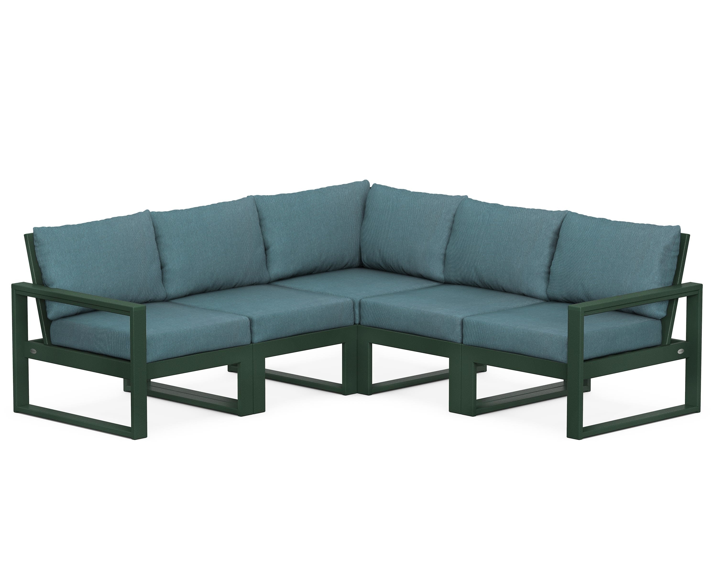 POLYWOOD® EDGE 5-Piece Modular Deep Seating Set in Green / Ocean Teal