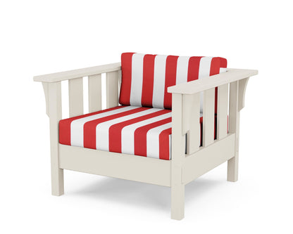 Martha Stewart by POLYWOOD® Acadia Deep Seating Chair in Sand / Cabana Stripe Crimson