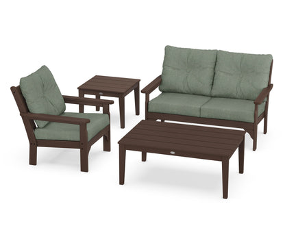 POLYWOOD® Vineyard 4-Piece Deep Seating Set in Mahogany / Cast Sage