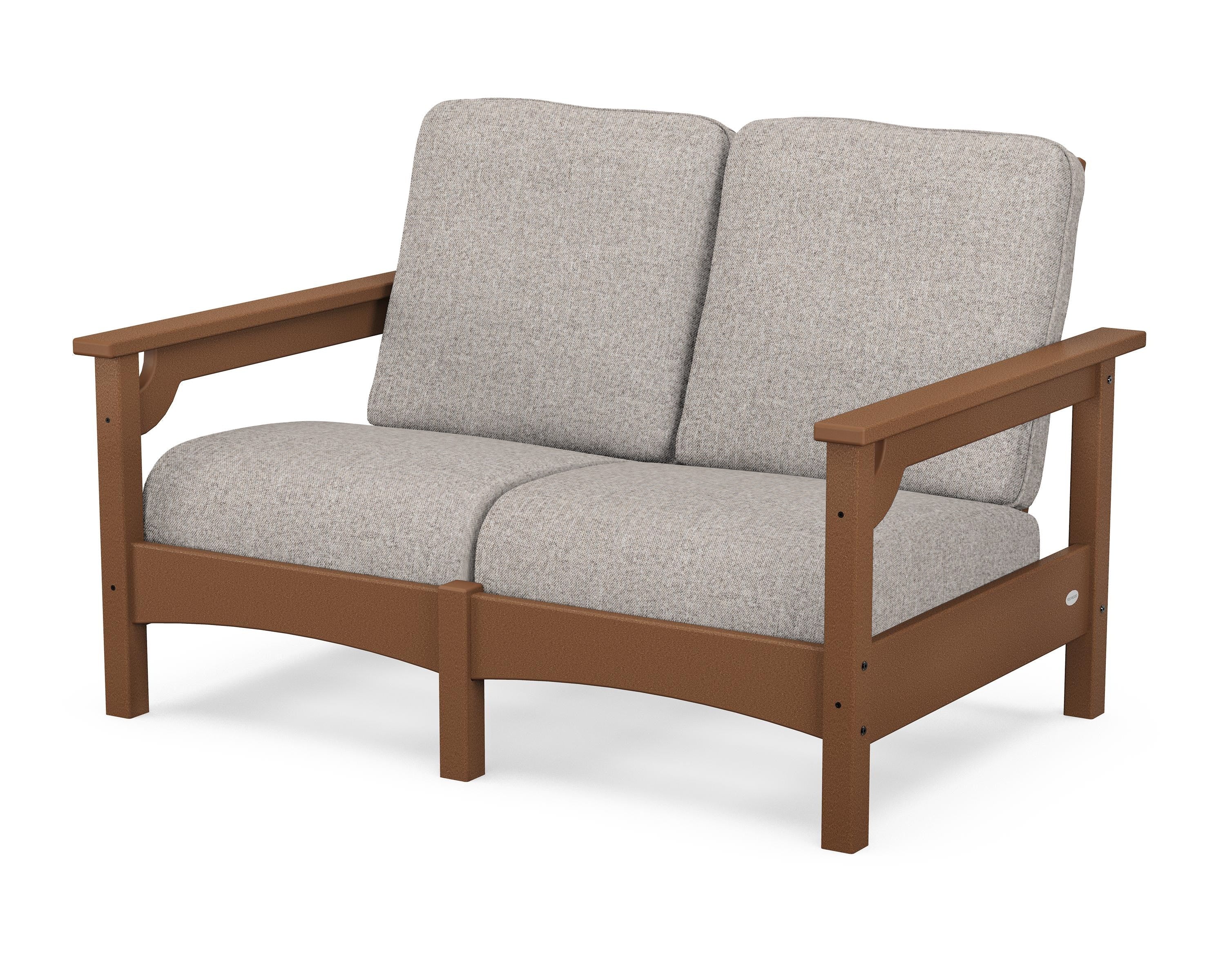 POLYWOOD® Club Loveseat in Teak / Weathered Tweed