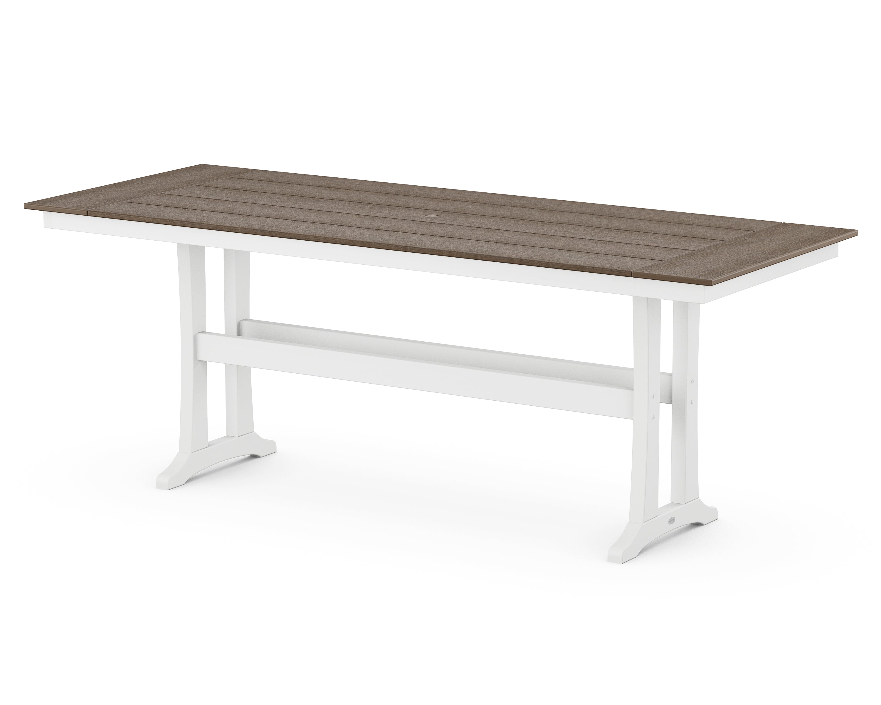 POLYWOOD® Farmhouse Trestle 38" x 96" Counter Table in White / Kona