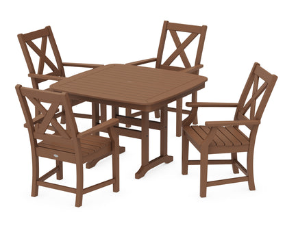 POLYWOOD® Braxton 5-Piece Dining Set with Trestle Legs in Teak