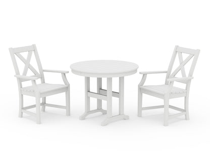 POLYWOOD® Braxton 3-Piece Round Dining Set in White