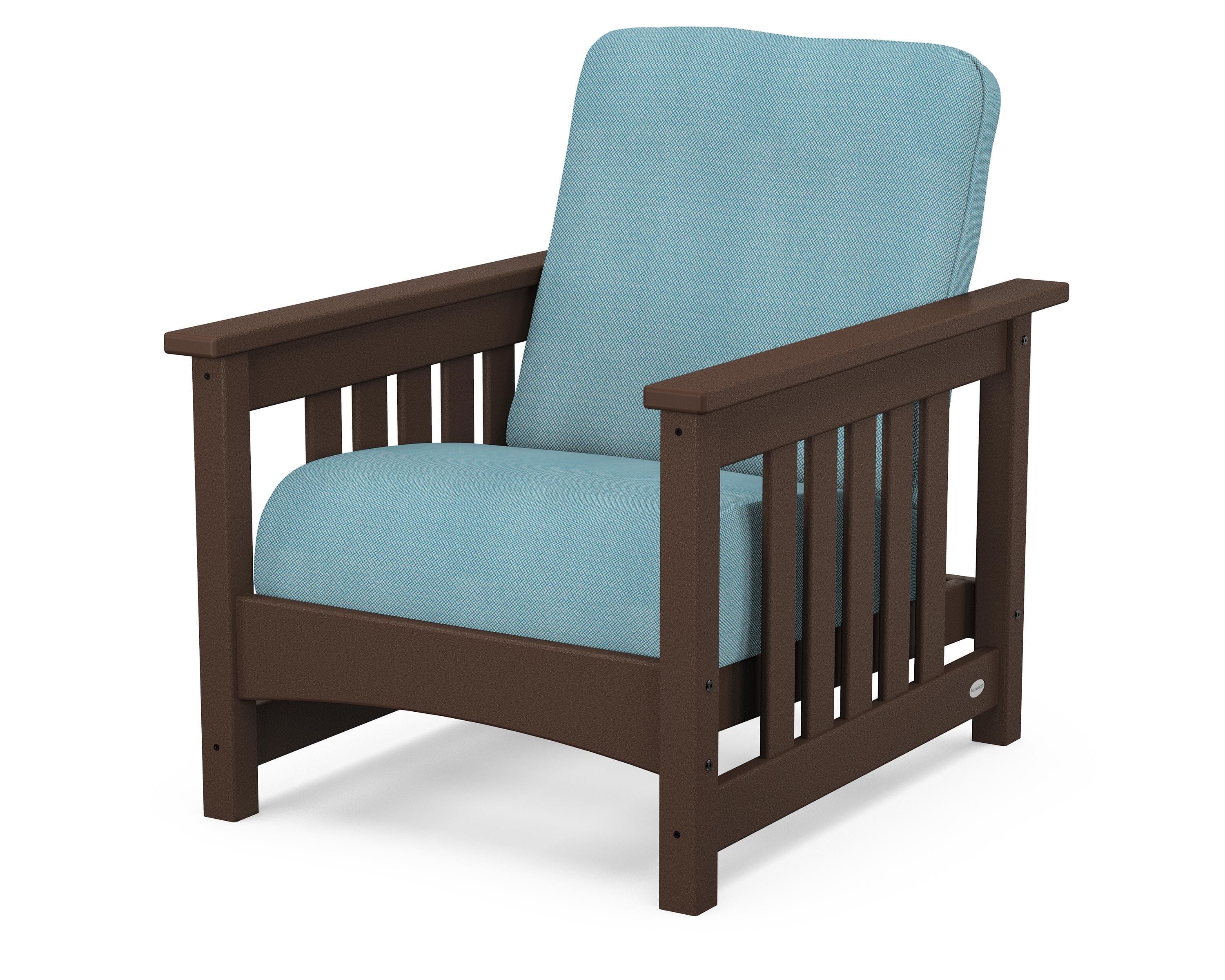 POLYWOOD® Club Mission Chair in Mahogany / Lattice Sky Blue