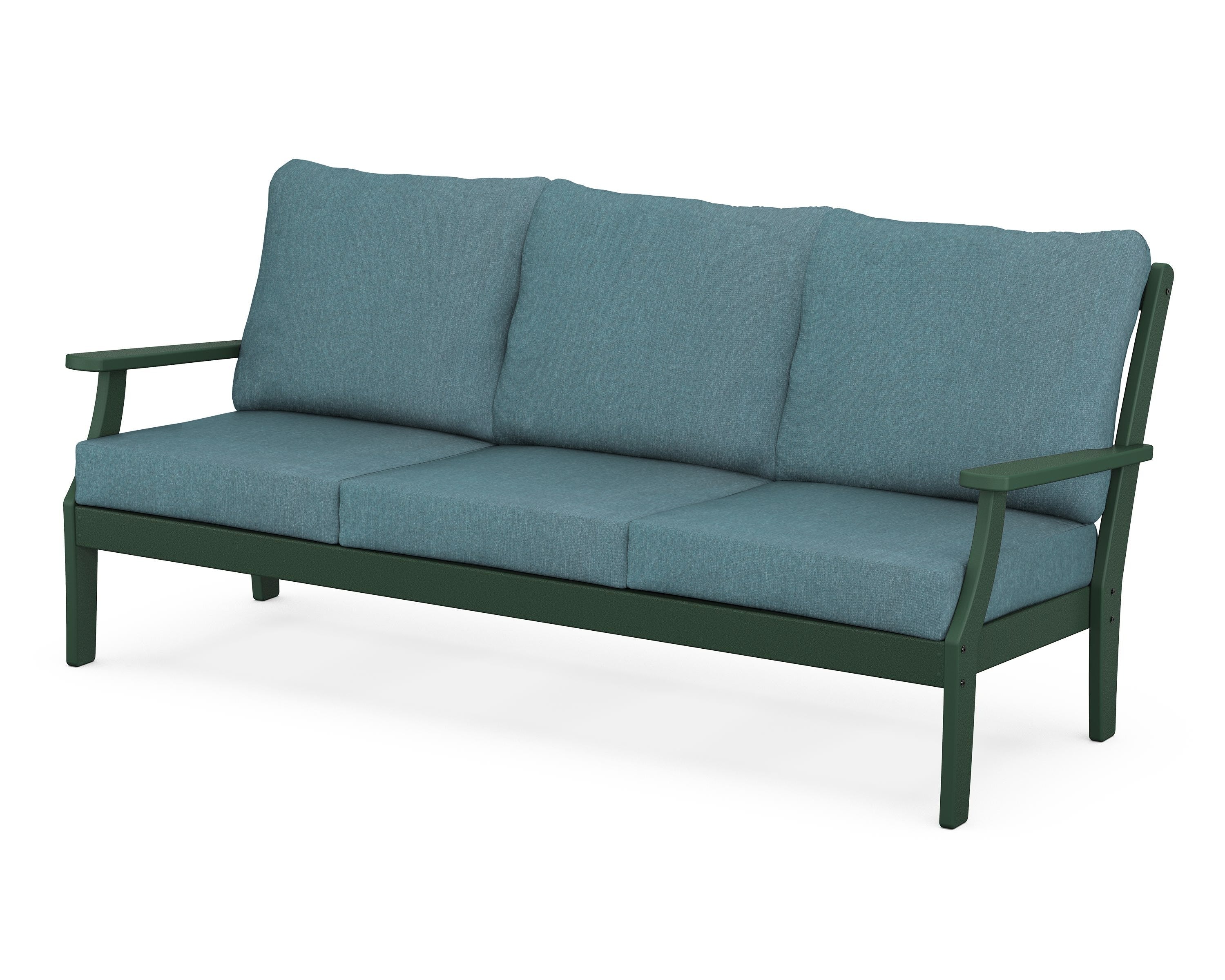 POLYWOOD® Braxton Deep Seating Sofa in Green / Ocean Teal