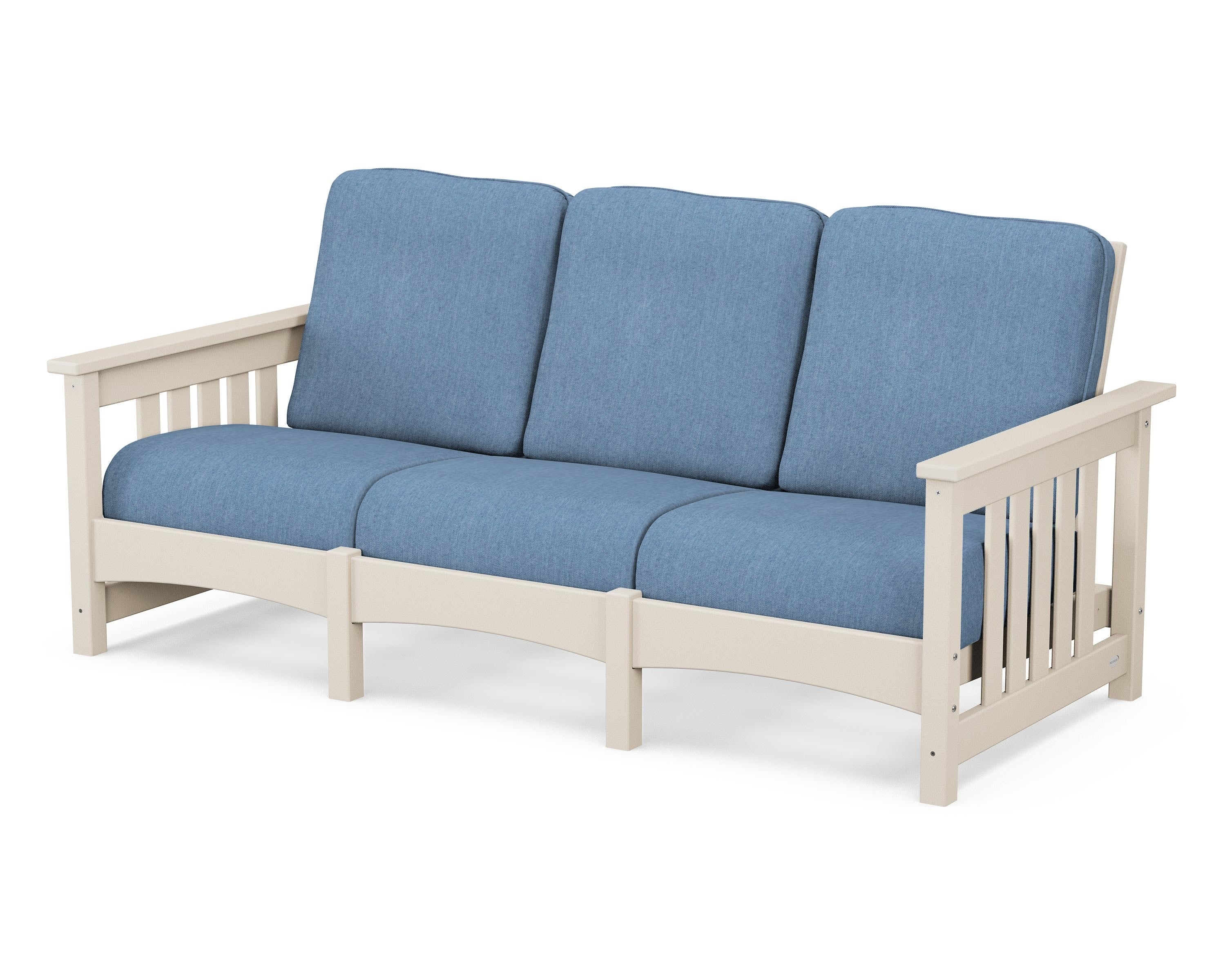POLYWOOD® Club Mission Sofa in Sand / Sky Blue