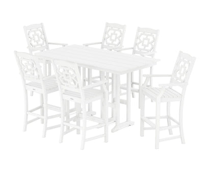 Chinoiserie Arm Chair 7-Piece Farmhouse Bar Set