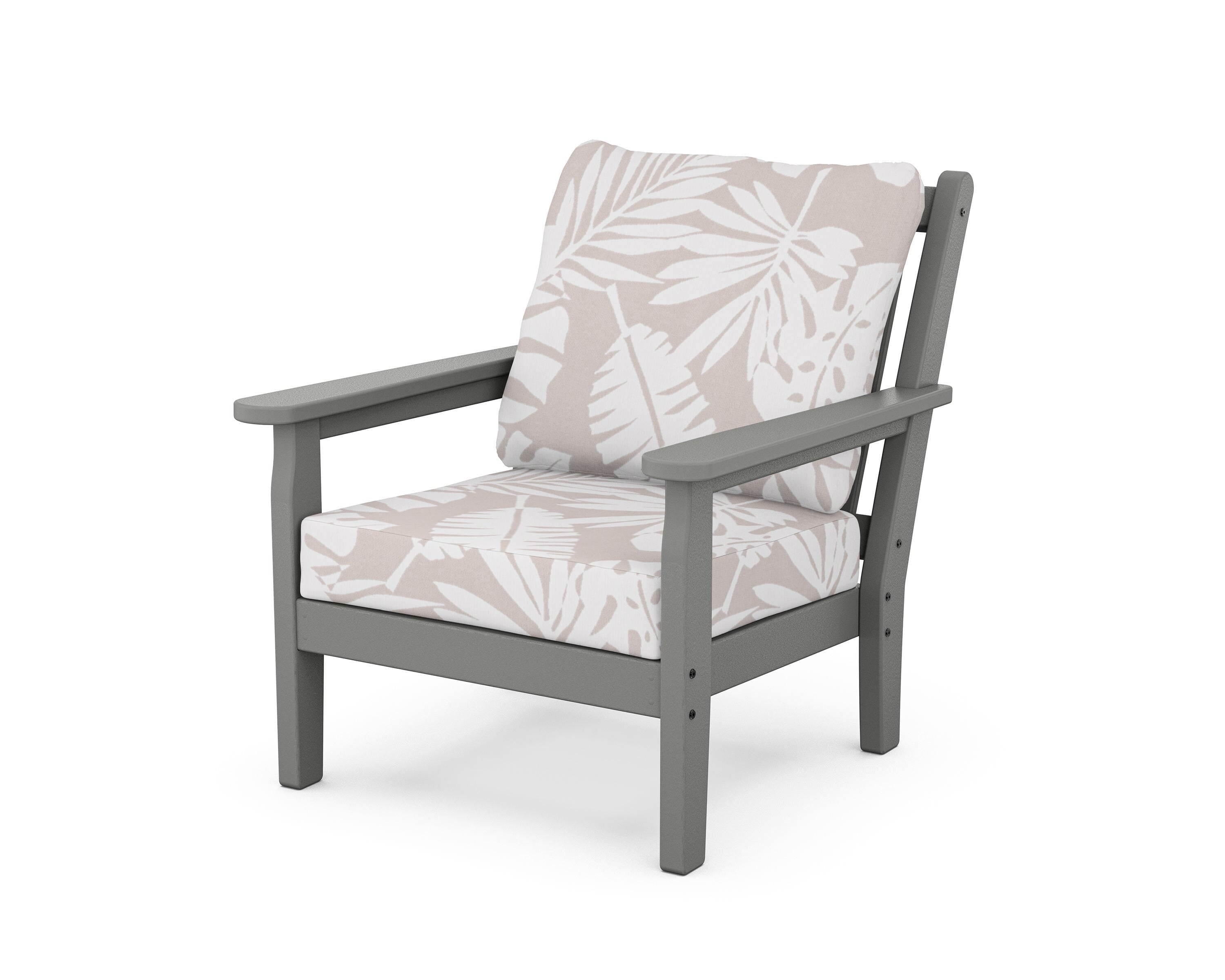 POLYWOOD® Chippendale Deep Seating Chair in Slate Grey / Leaf Dune Burlap