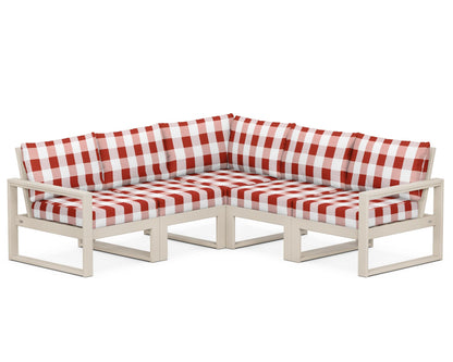 POLYWOOD® EDGE 5-Piece Modular Deep Seating Set in Sand / Buffalo Plaid Crimson