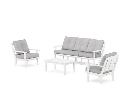 POLYWOOD® Mission 4-Piece Deep Seating Set with Sofa in White / Granite