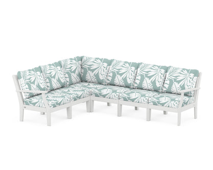 POLYWOOD® Braxton Modular 6-Piece Deep Seating Set in White / Leaf Glacier Spa