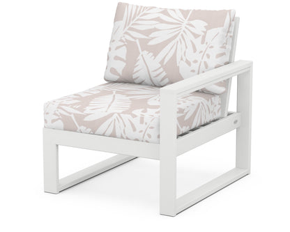 POLYWOOD® EDGE Modular Right Arm Chair in White / Leaf Dune Burlap
