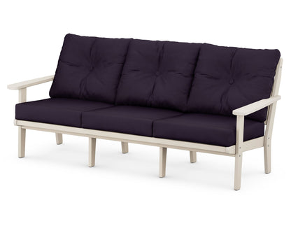 POLYWOOD® Lakeside Deep Seating Sofa in Sand / Navy Linen