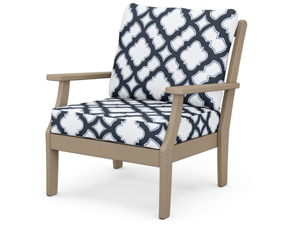 POLYWOOD® Braxton Deep Seating Chair in Vintage Sahara / Trellis Marine Indigo