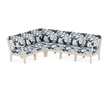 POLYWOOD® Braxton Modular 6-Piece Deep Seating Set in Sand / Leaf Marine Indigo