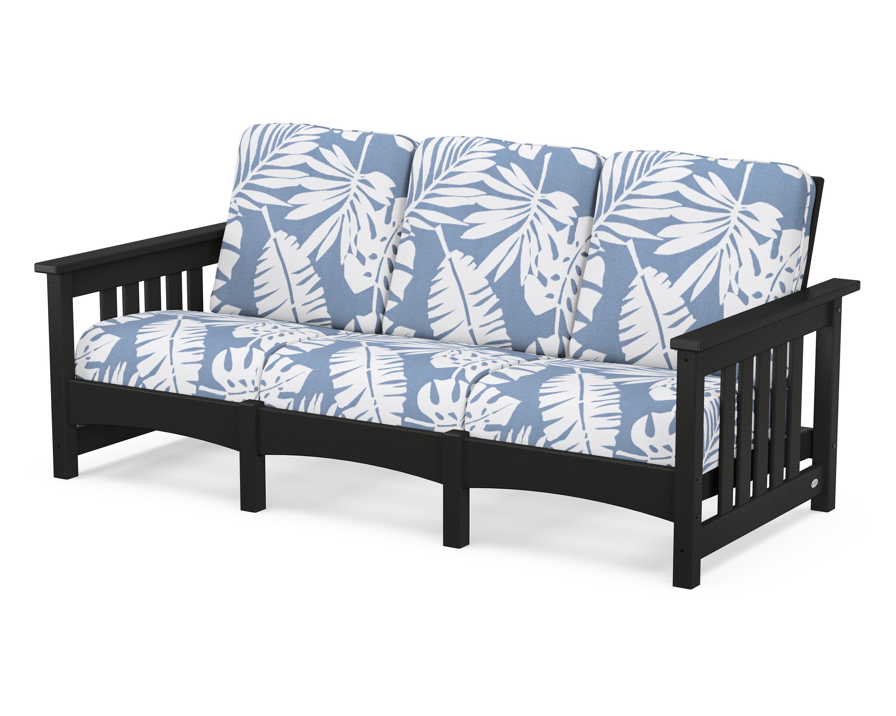 POLYWOOD® Club Mission Sofa in Black / Leaf Sky Blue