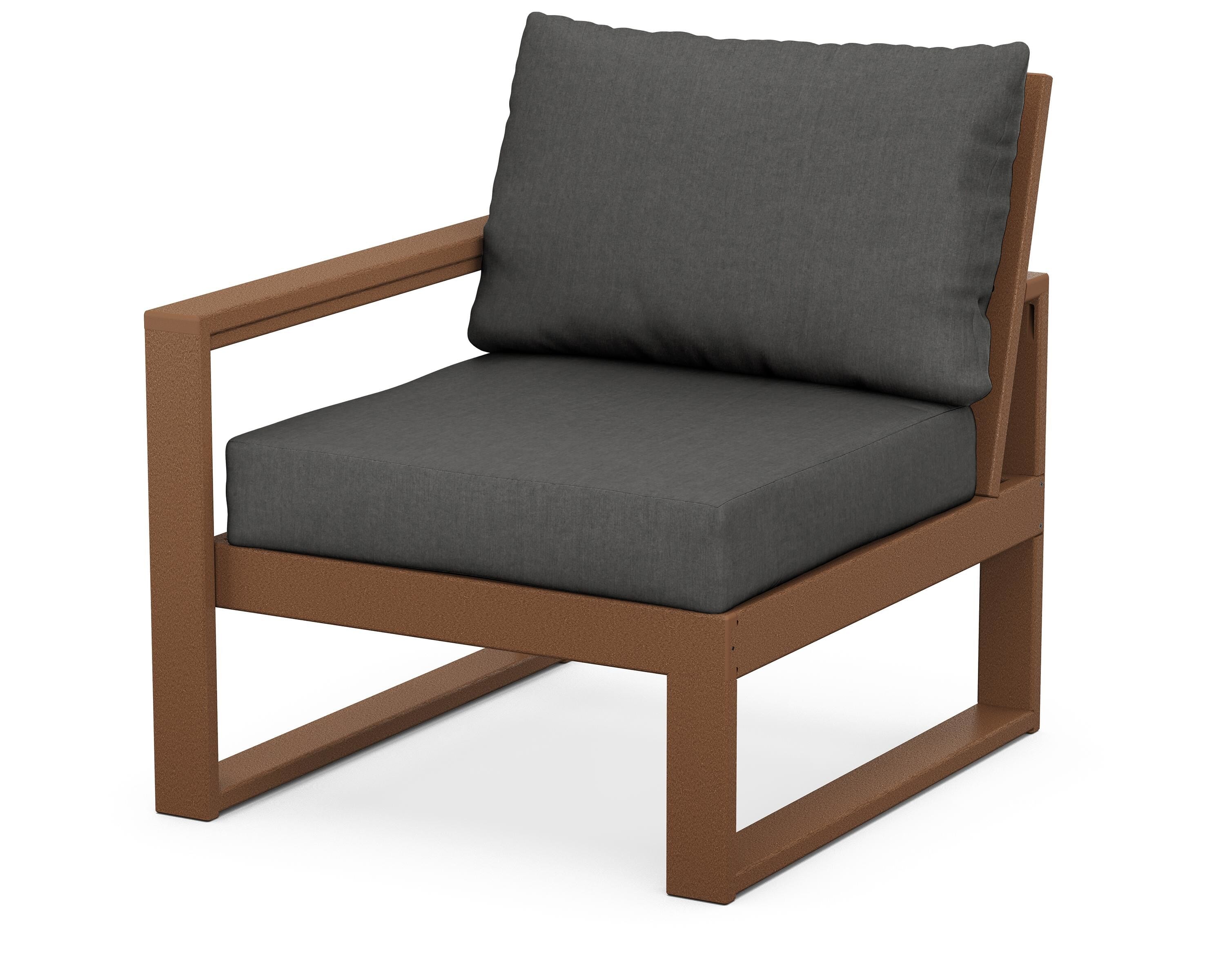 POLYWOOD® EDGE Modular Left Arm Chair in Teak / Spectrum Carbon