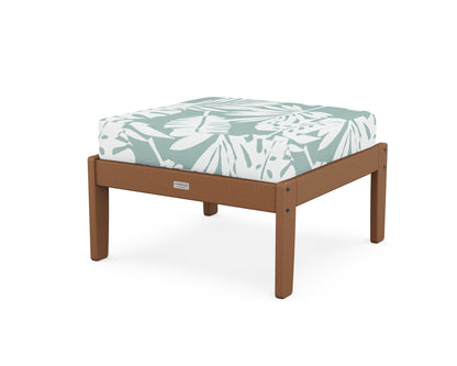 Country Living Cottage Deep Seating Ottoman in Teak / Leaf Glacier Spa