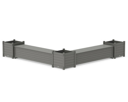 POLYWOOD® 72" Nautical L- Shaped Planter Storage Bench Corner Set- Large in Slate Grey