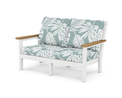 POLYWOOD® Chippendale Deep Seating Loveseat in White / Natural / Leaf Glacier Spa