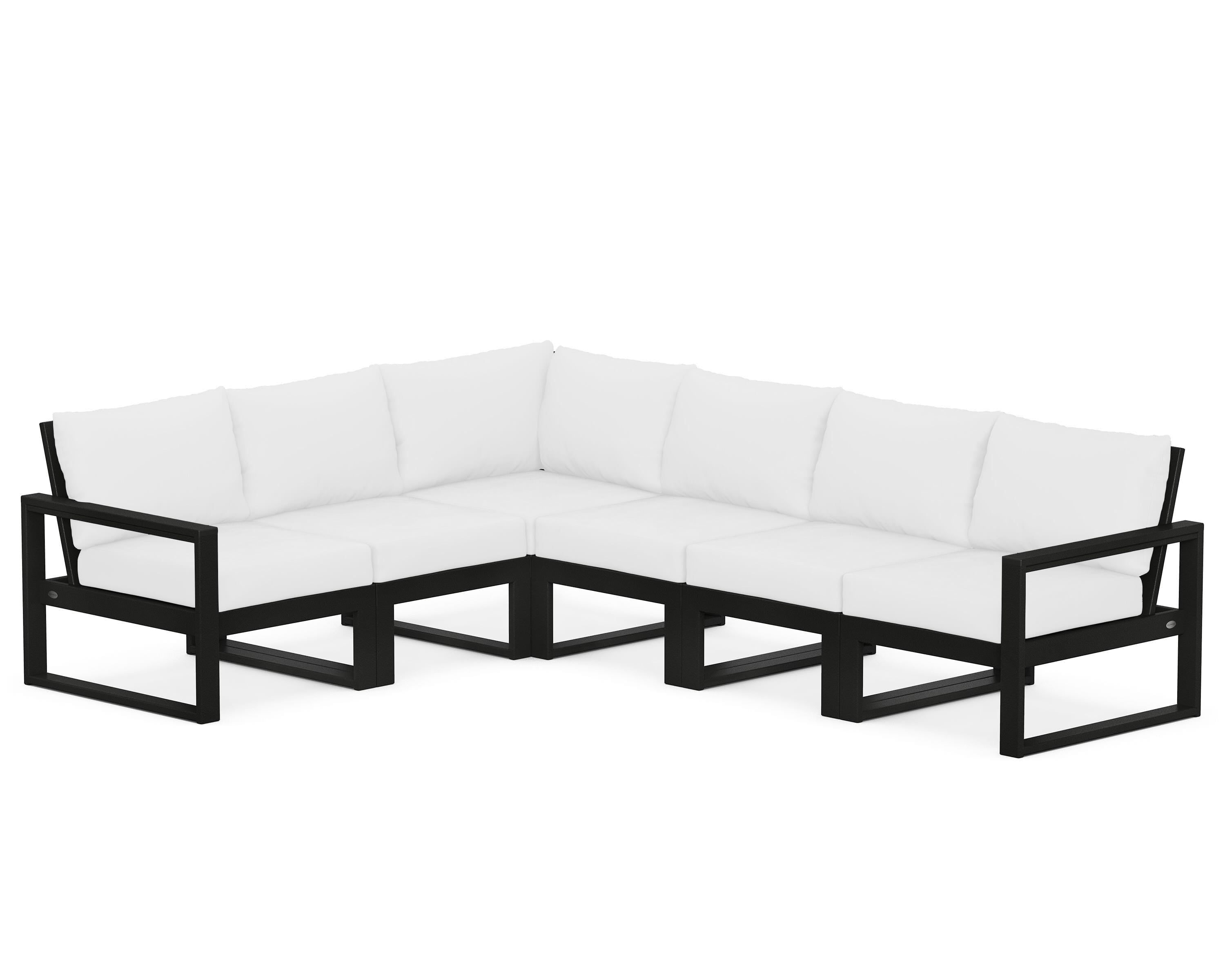 POLYWOOD® EDGE 6-Piece Modular Deep Seating Set in Black / Natural