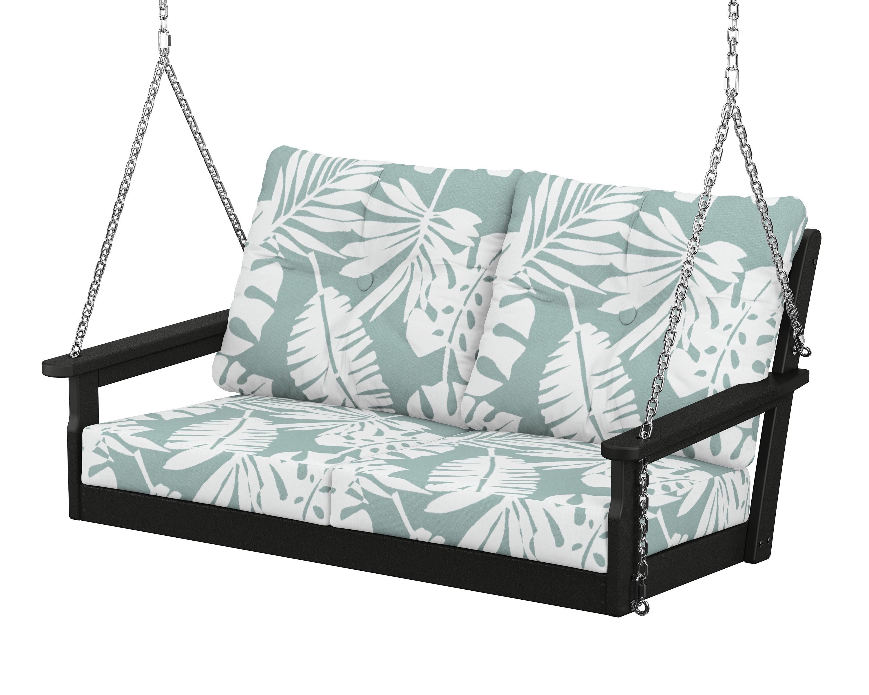 POLYWOOD® Vineyard Deep Seating Swing in Black / Leaf Glacier Spa