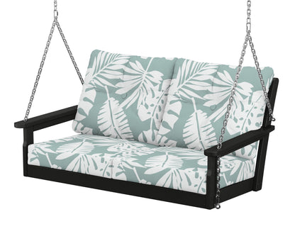 POLYWOOD® Vineyard Deep Seating Swing in Black / Leaf Glacier Spa