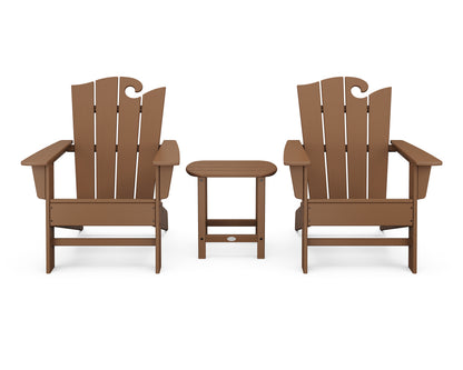 POLYWOOD® Wave 3-Piece Adirondack Set with The Ocean Chair in Teak