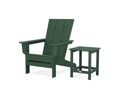 POLYWOOD® Modern Studio Adirondack Chair with Side Table in Green