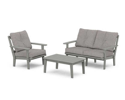 POLYWOOD® Prairie 3-Piece Deep Seating Set with Loveseat in Slate Grey / Grey Mist